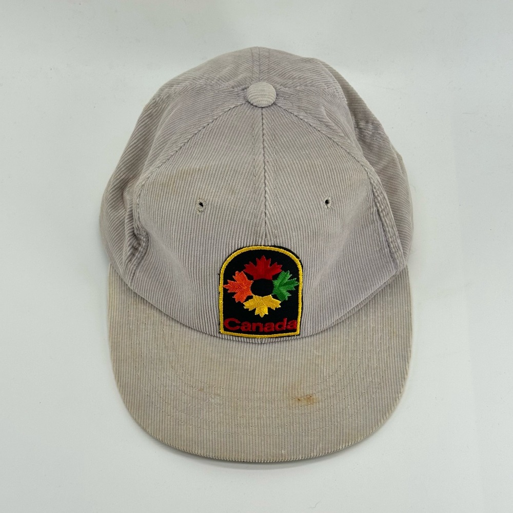 Vintage Canada Snapback Hat Corduroy Patch 80's 90's Cap Beige Men's OSFA - Picture 6 of 8